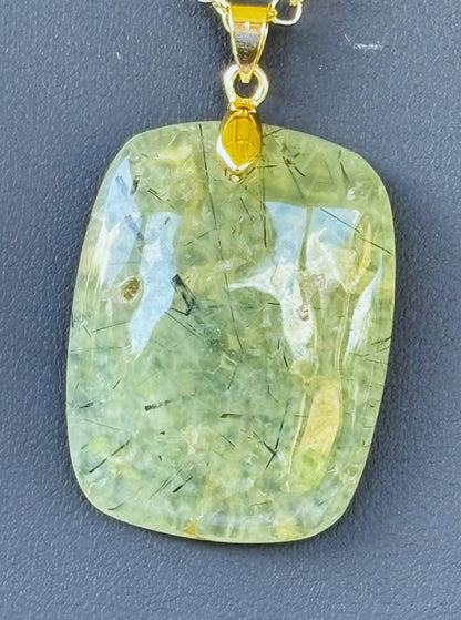 Prehnite Rectangle - Gold