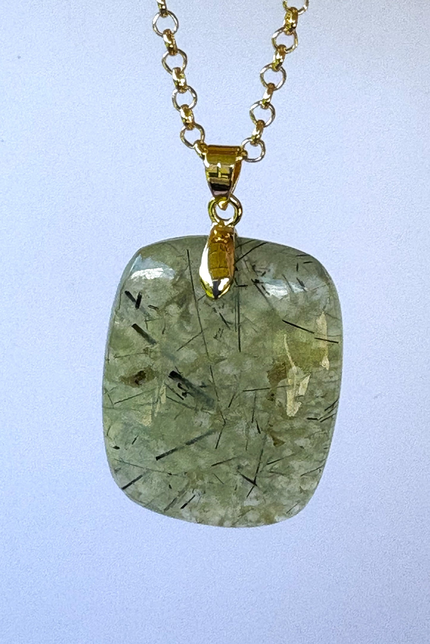 Prehnite Rectangle - Gold
