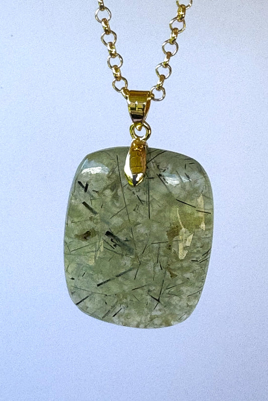 Prehnite Rectangle - Gold