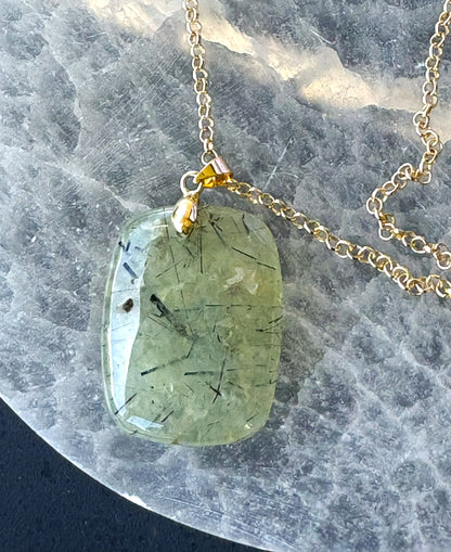 Prehnite Rectangle - Gold