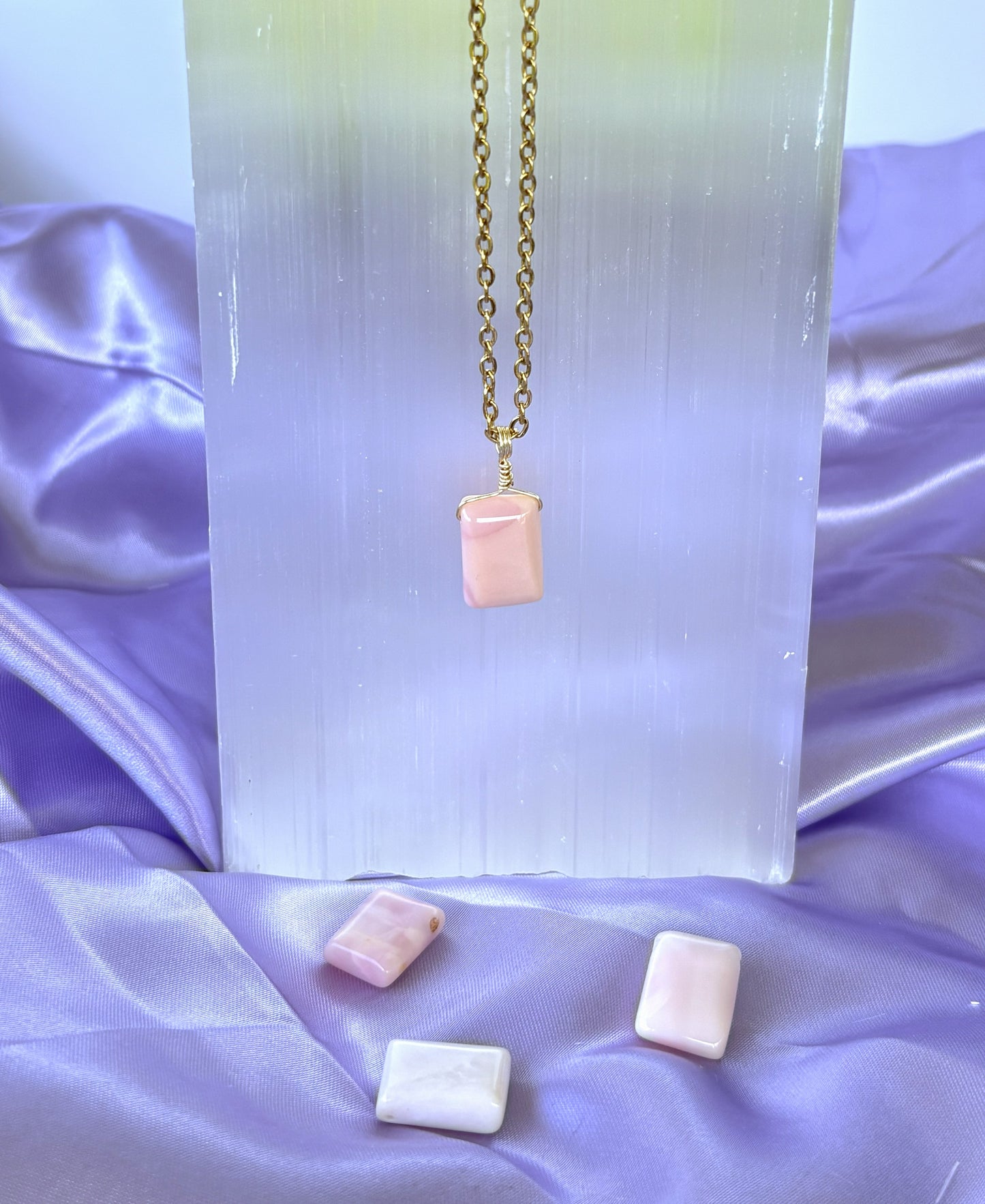 Pink Opal Square Necklace
