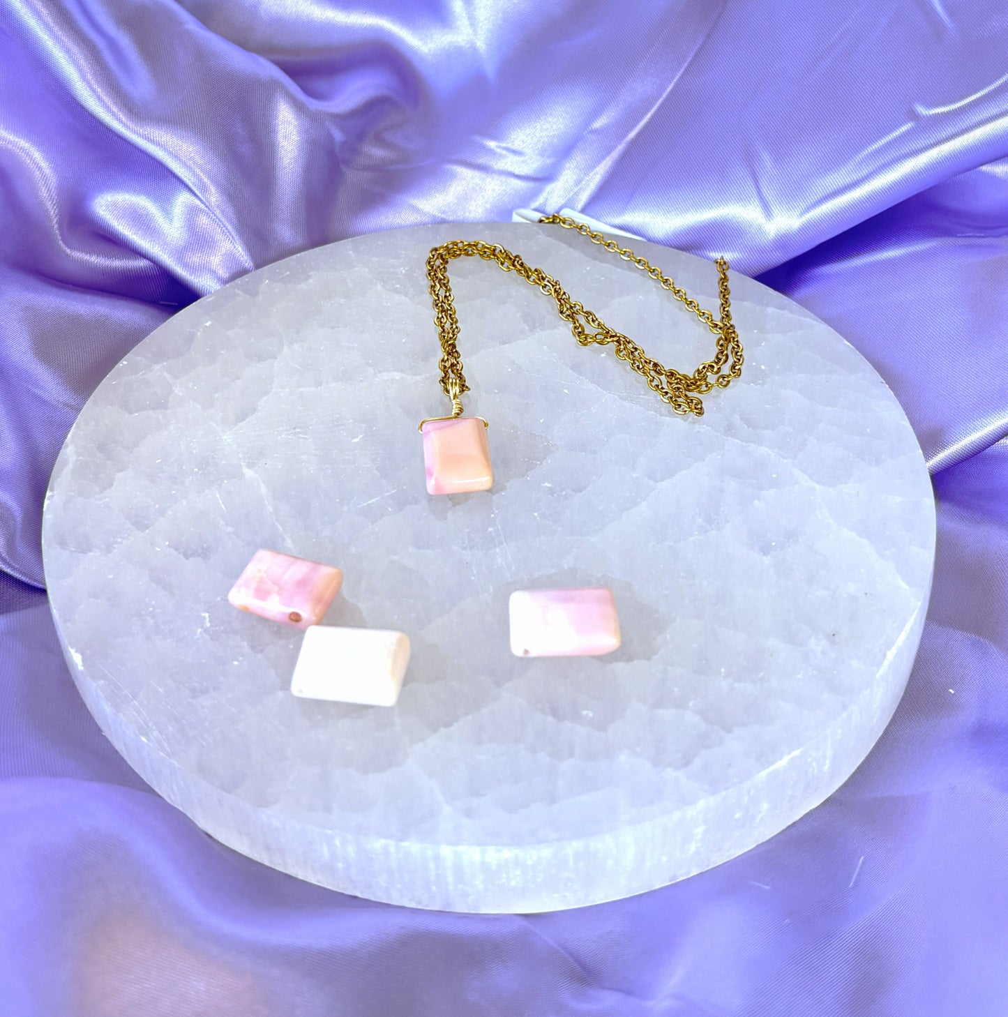 Pink Opal Square Necklace