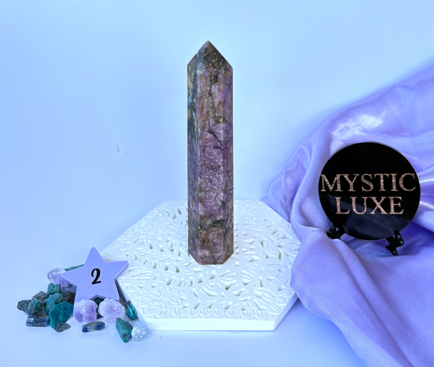 Pink Tourmaline and Smokey Quartz Towers