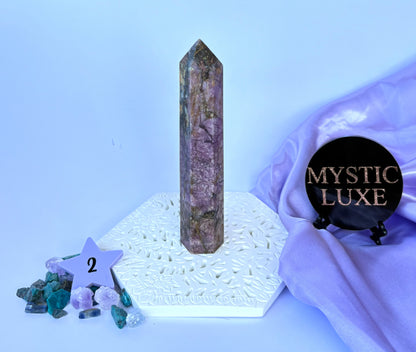 Pink Tourmaline and Smokey Quartz Towers