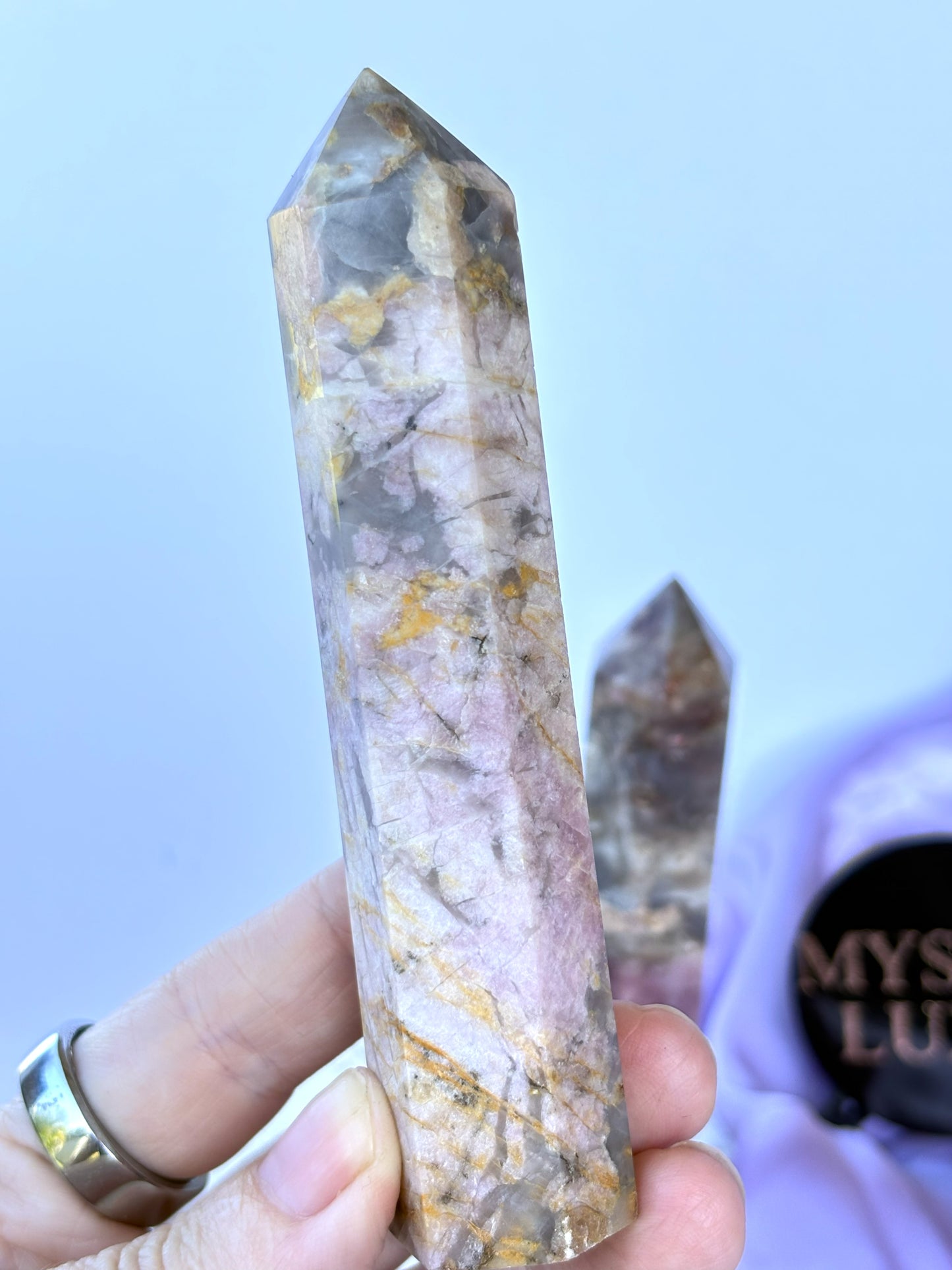 Pink Tourmaline and Smokey Quartz Towers