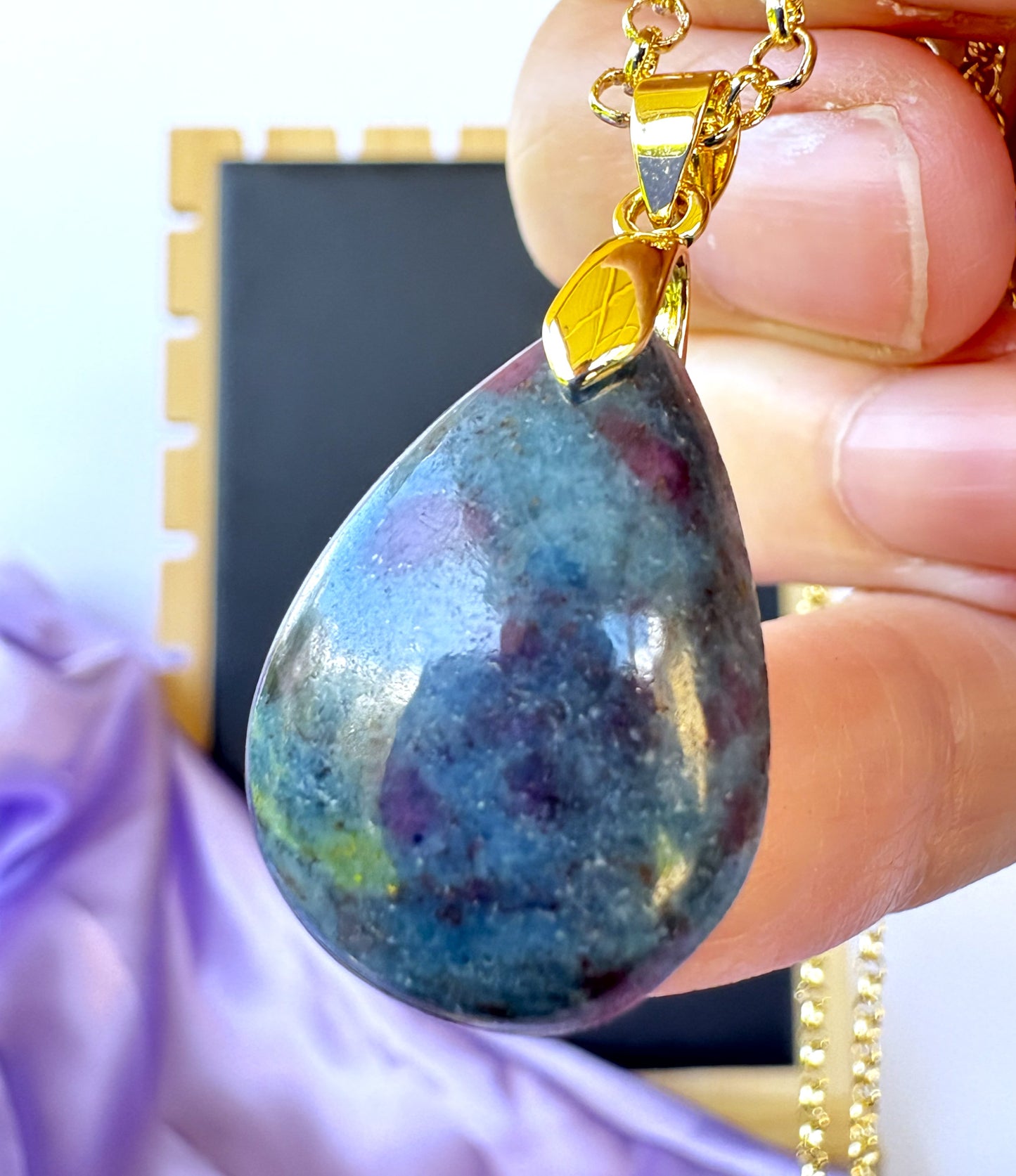 Ruby Kyanite Teardrop -Gold