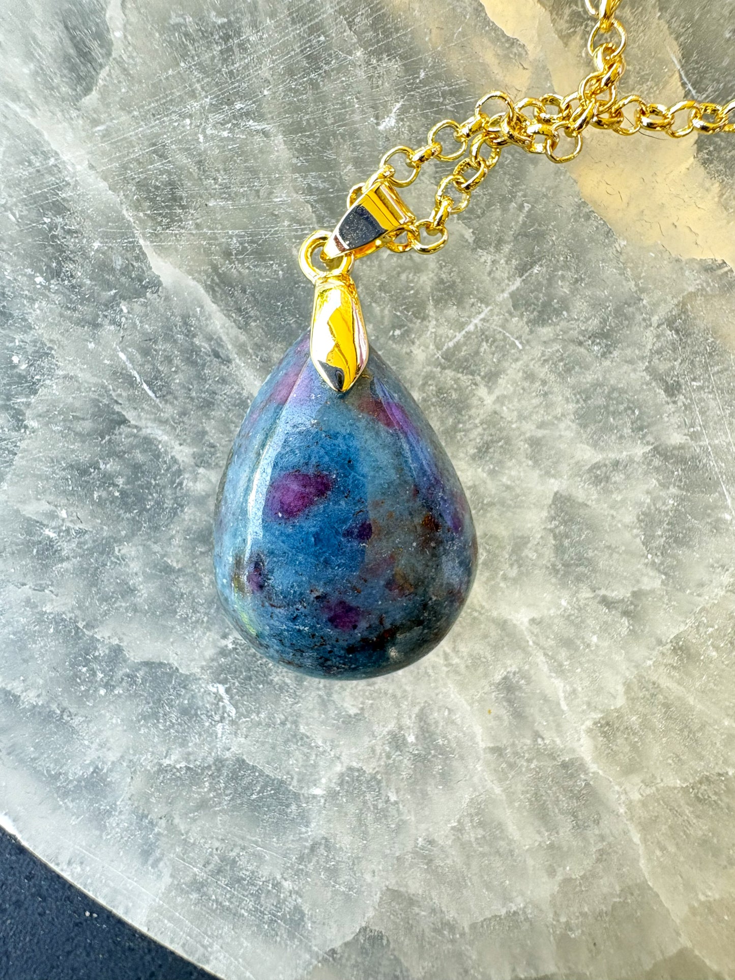 Ruby Kyanite Teardrop -Gold