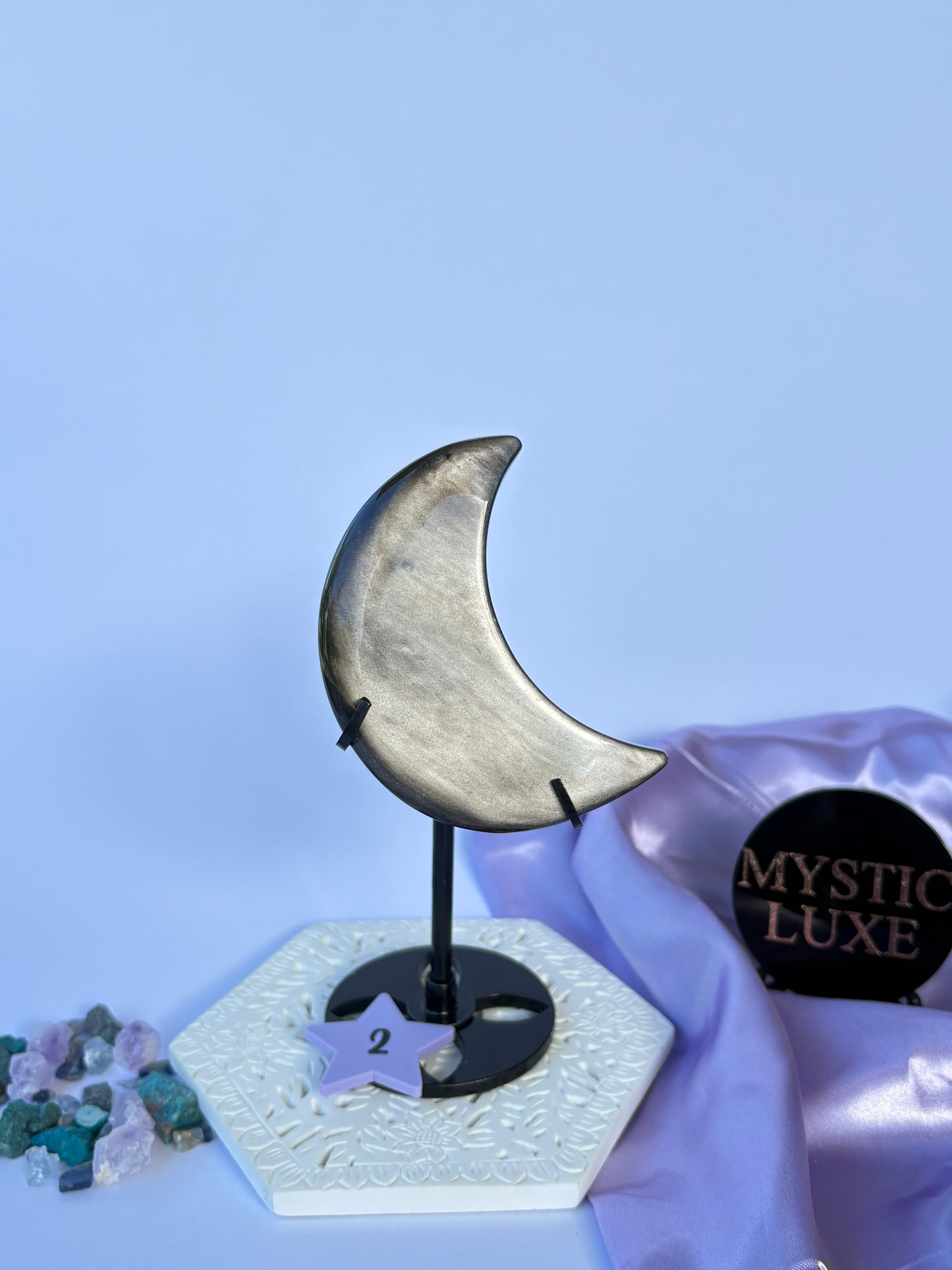 Silver Sheen Obsidian Moons