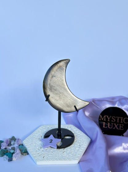 Silver Sheen Obsidian Moons